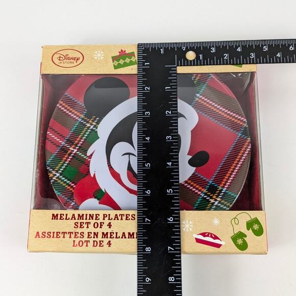 Mickey Minnie Mouse Christmas Tray Plates Serving Melamine Plaid Red Green New - Picture 16 of 16
